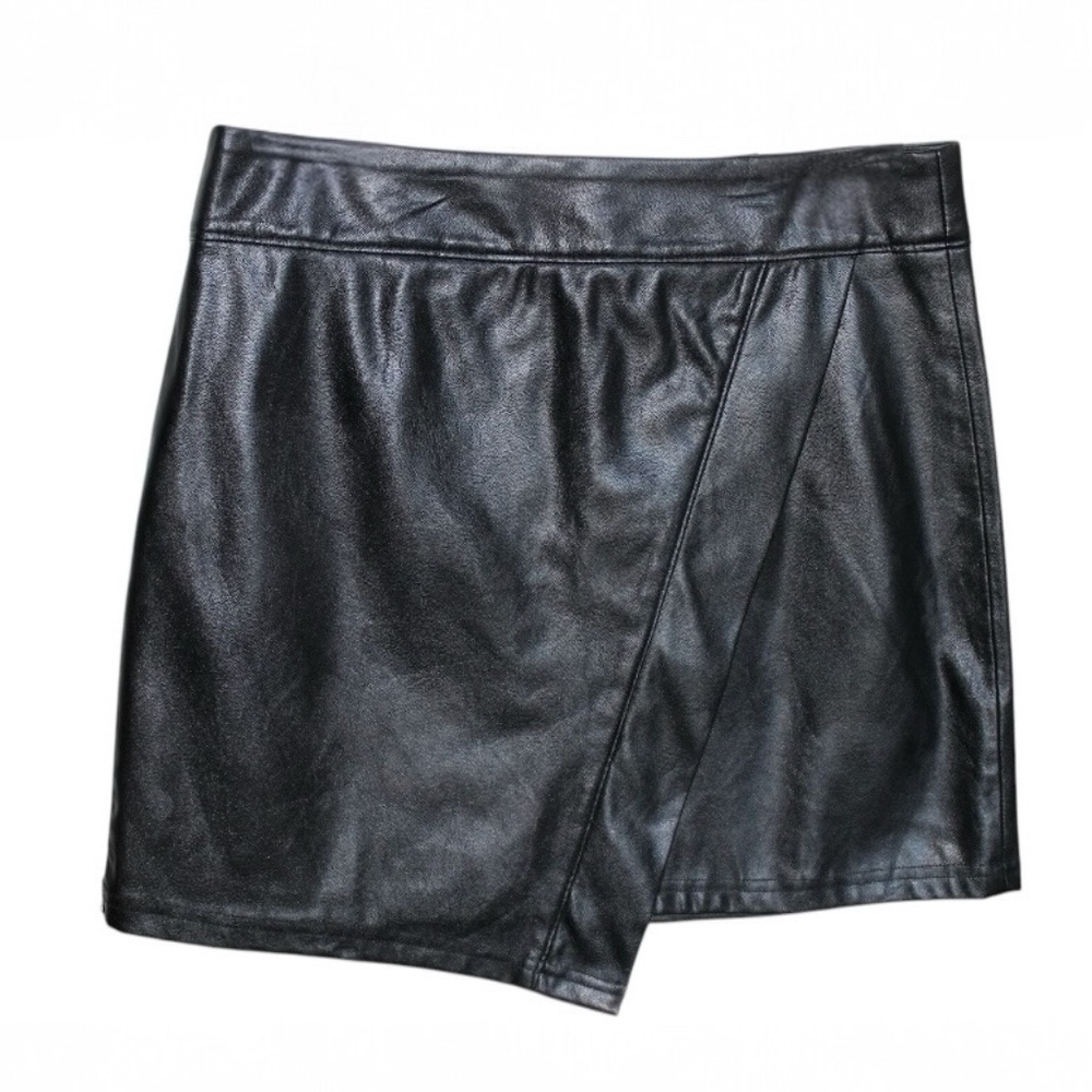 Jealous Tomato Black Faux Leather Asymmetrical Skirt Size M